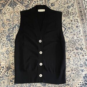 EVERLANE Black Knit Wool Cotton Button Up Vest